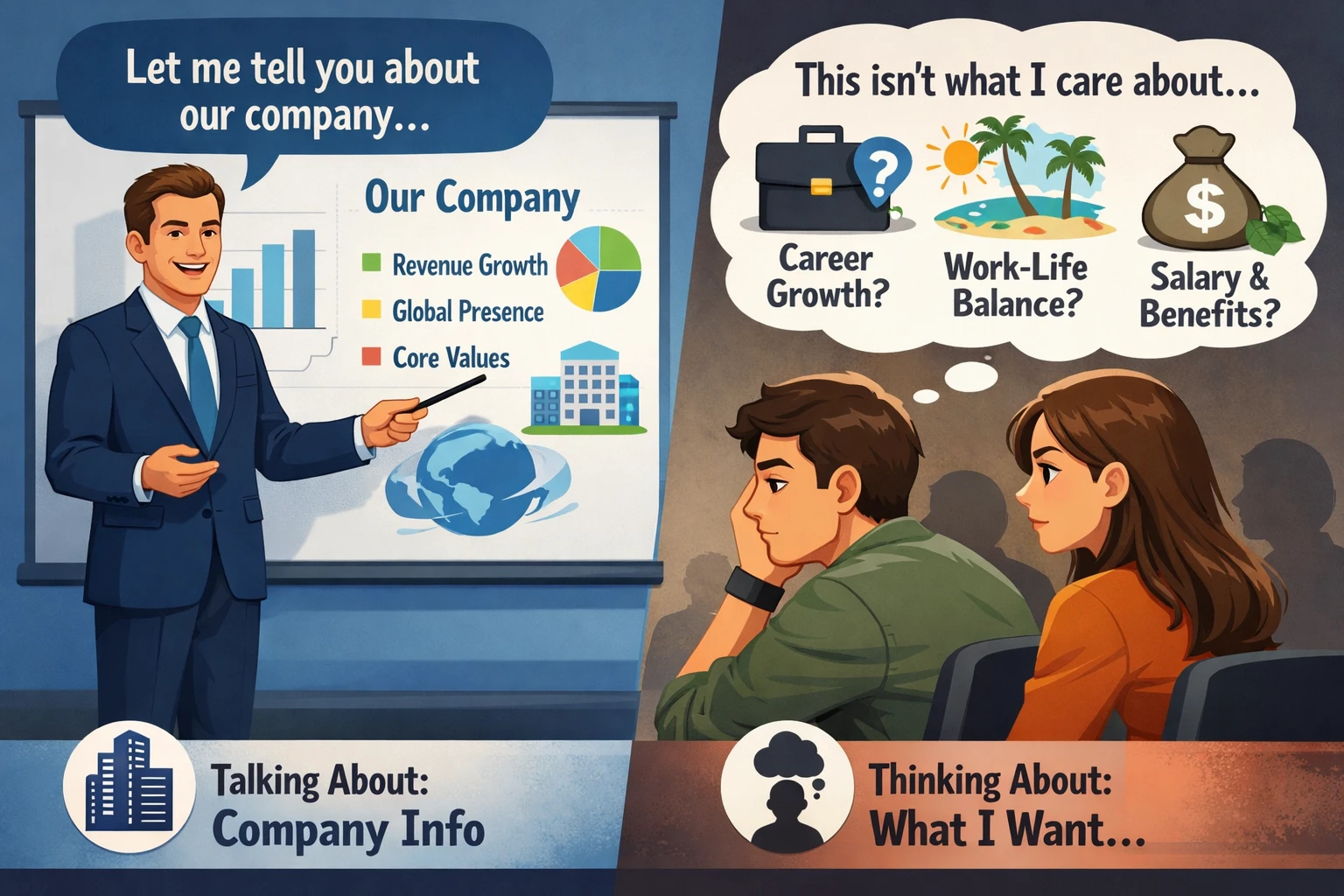 介绍公司时，你讲的是企业信息，不一定是候选人想听的信息