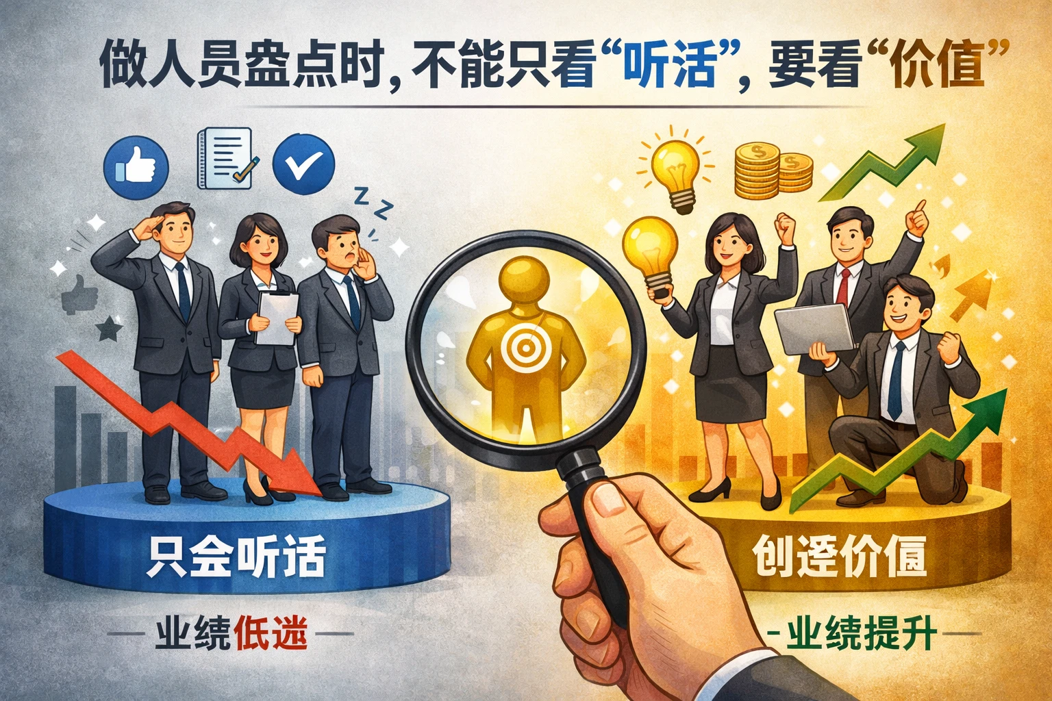 做人员盘点时,不能只看“听话”,要看“价值”