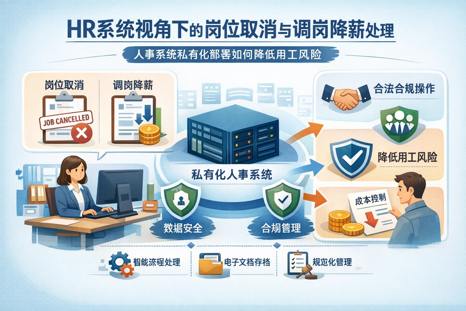 HR系统视角下的岗位取消与调岗降薪处理：人事系统私有化部署如何降低用工风险