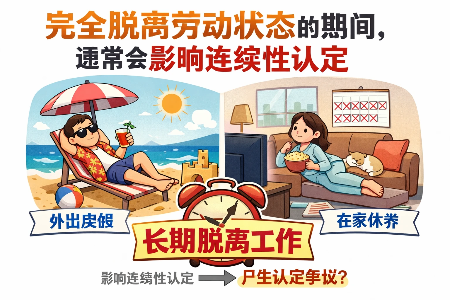 完全脱离劳动状态的期间，通常会影响连续性认定