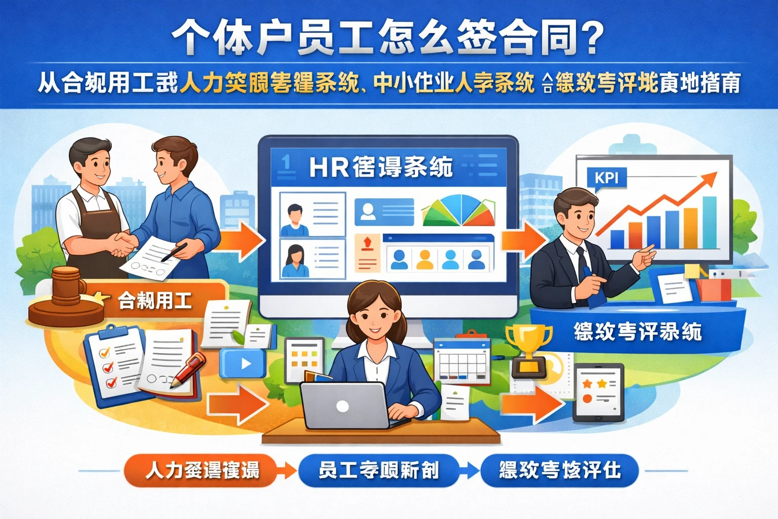 个体户员工怎么签合同？从合规用工到人力资源管理系统、中小企业人事系统与绩效考评系统落地指南
