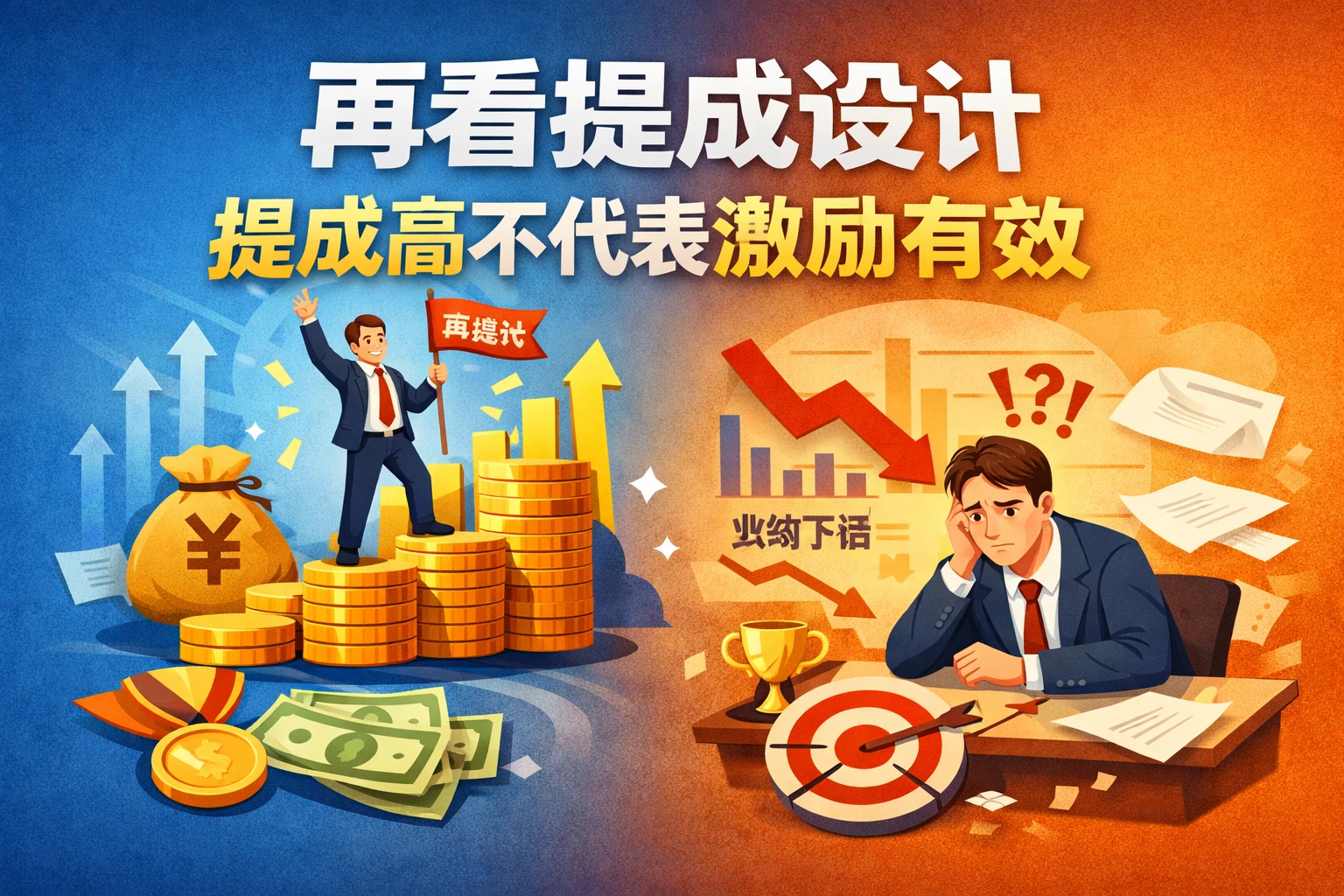 再看提成设计，提成高不代表激励有效