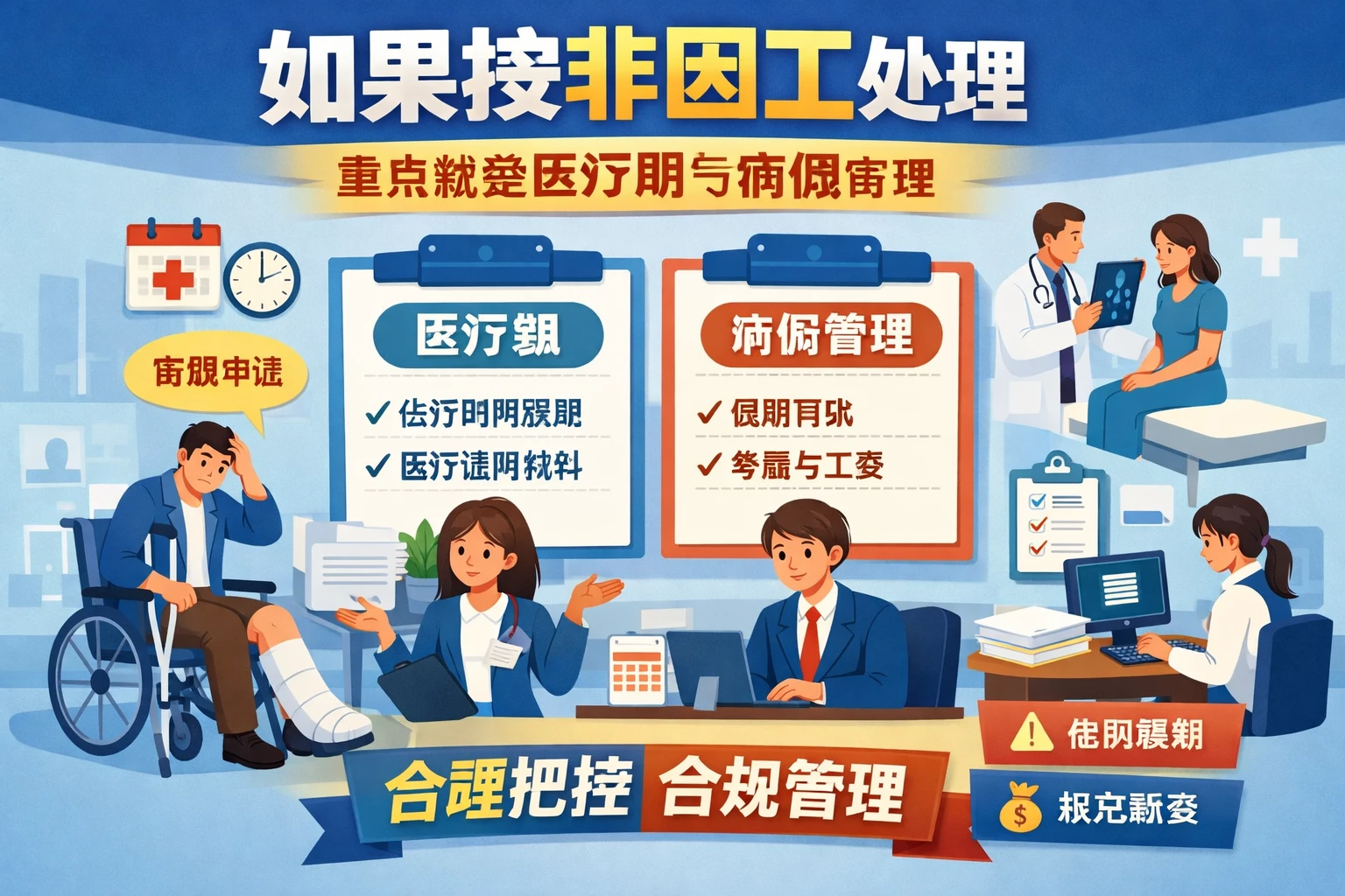 如果按非因工处理，重点就是医疗期与病假管理