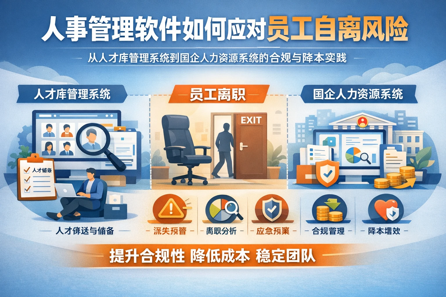人事管理软件如何应对员工自离风险：从人才库管理系统到国企人力资源系统的合规与降本实践