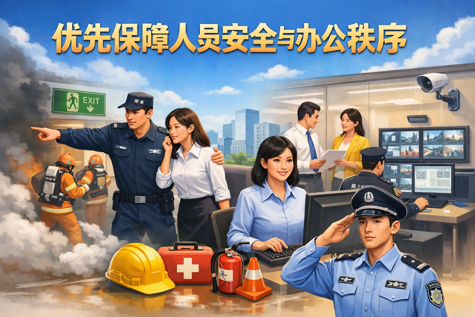 优先保障人员安全与办公秩序