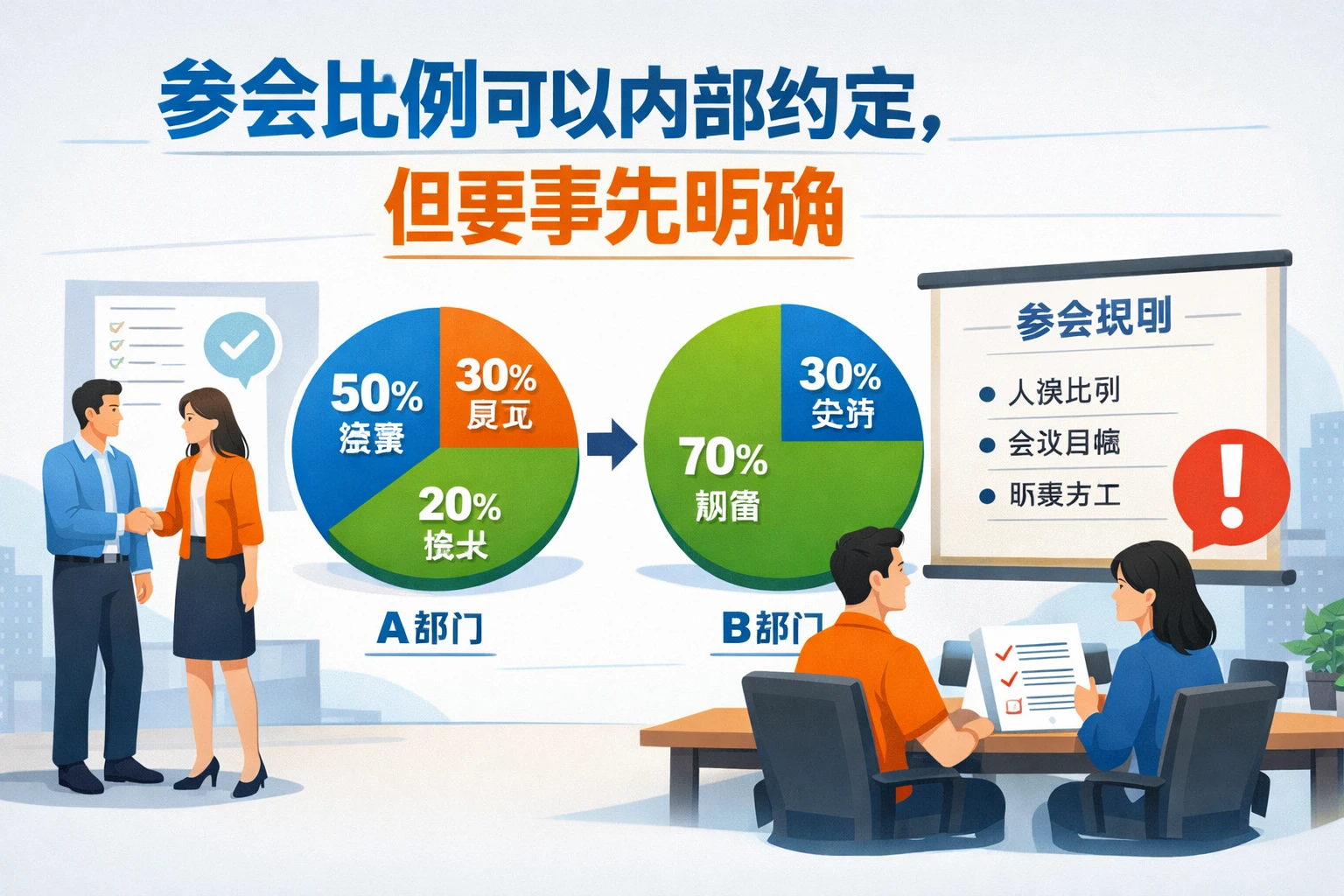 参会比例可以内部约定，但要事先明确