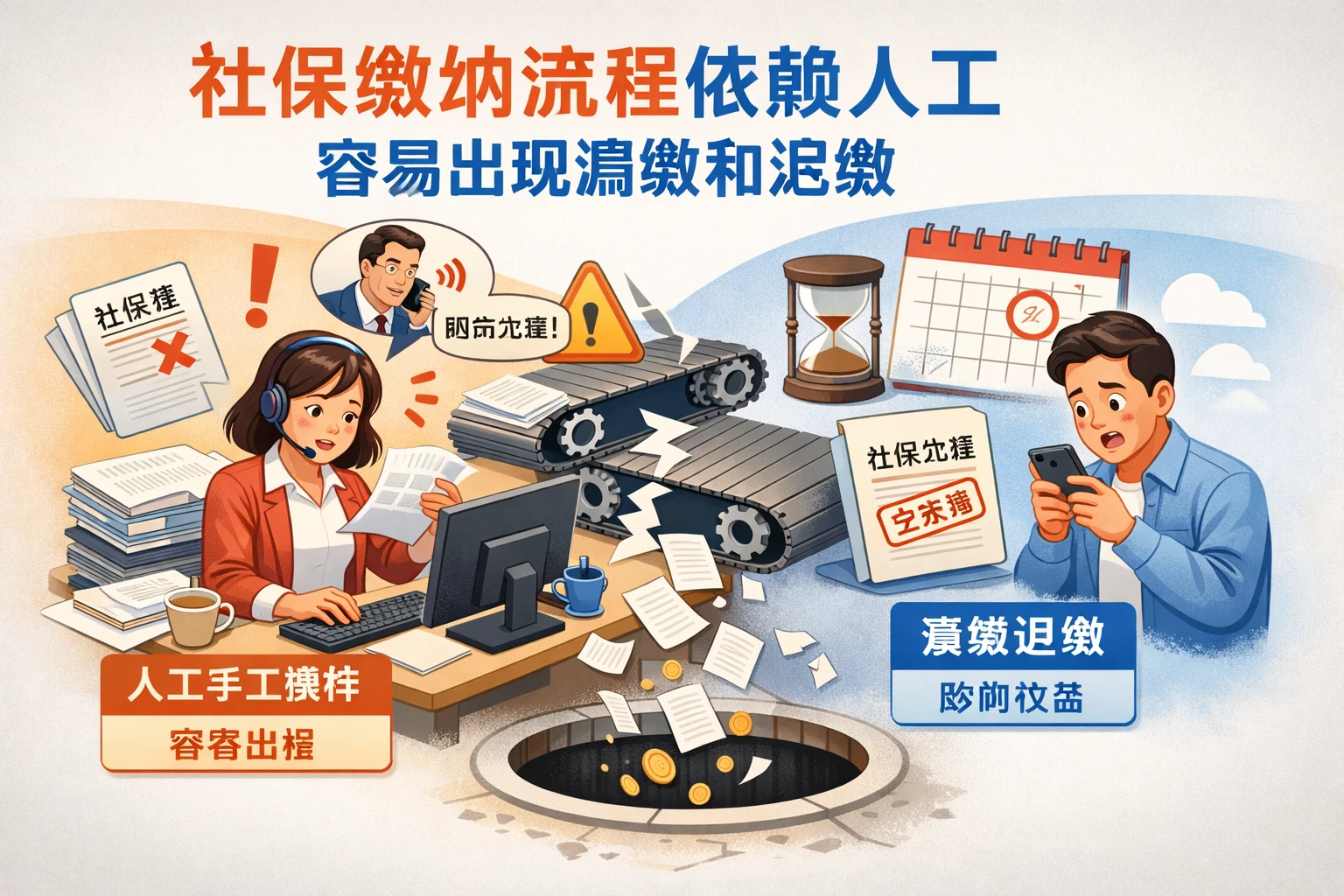 社保缴纳流程依赖人工，容易出现漏缴和迟缴