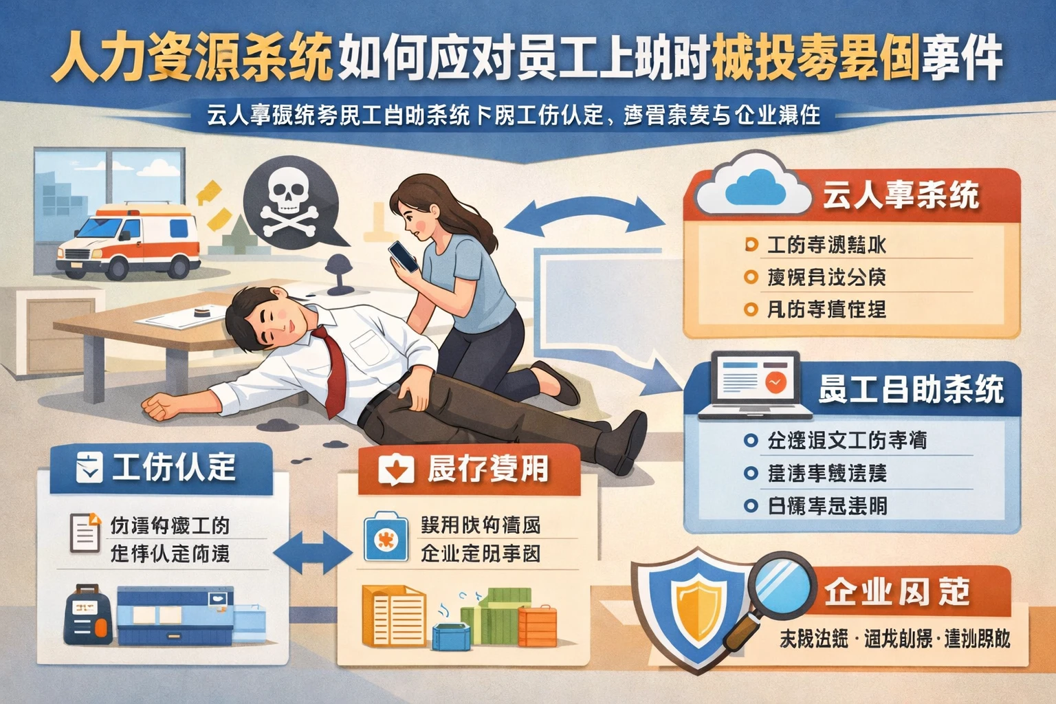 人力资源系统如何应对员工上班时被投毒晕倒事件:云人事系统与员工自助系统下的工伤认定、费用承担与企业风控