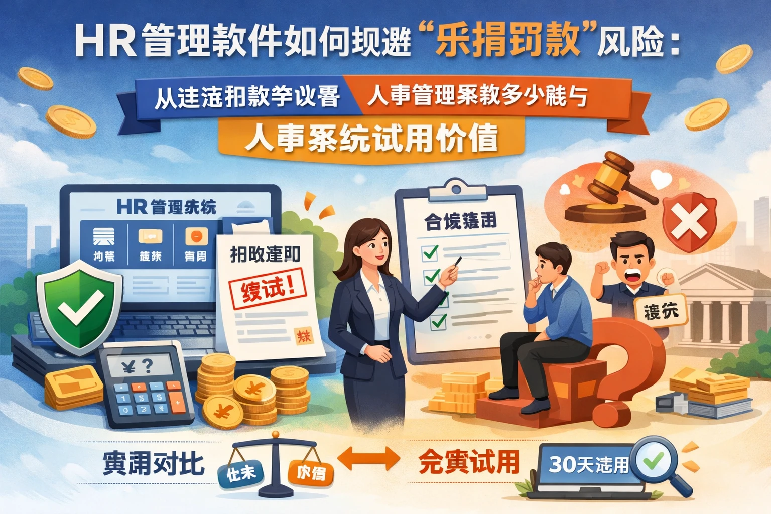 HR管理软件如何规避“乐捐罚款”风险：从违法扣款争议看人事管理系统多少钱与人事系统试用价值