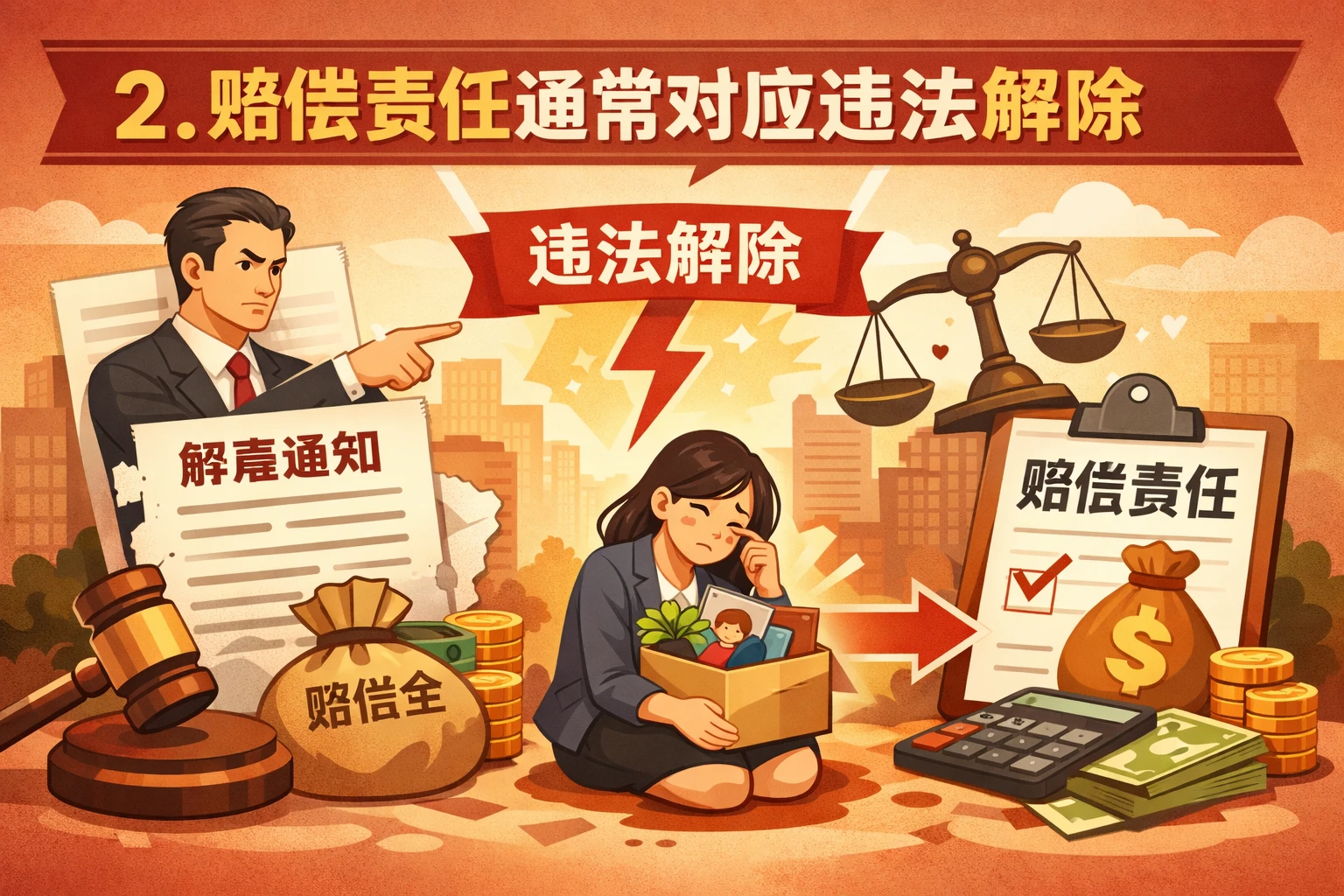 2. 赔偿责任通常对应违法解除