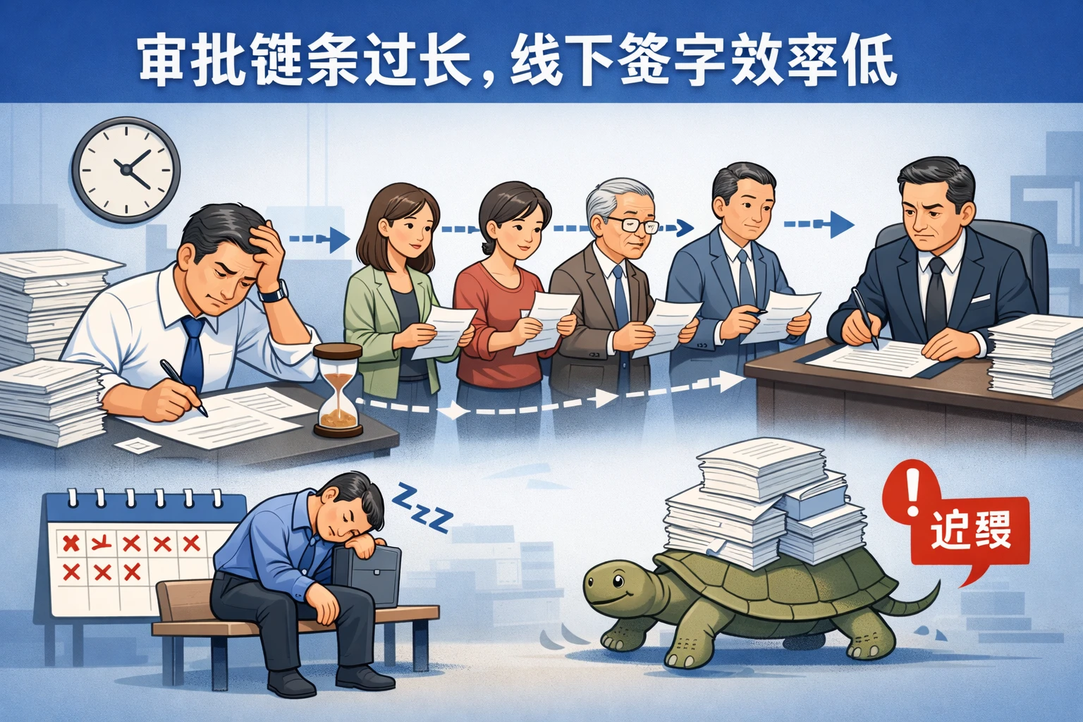 审批链条过长，线下签字效率低