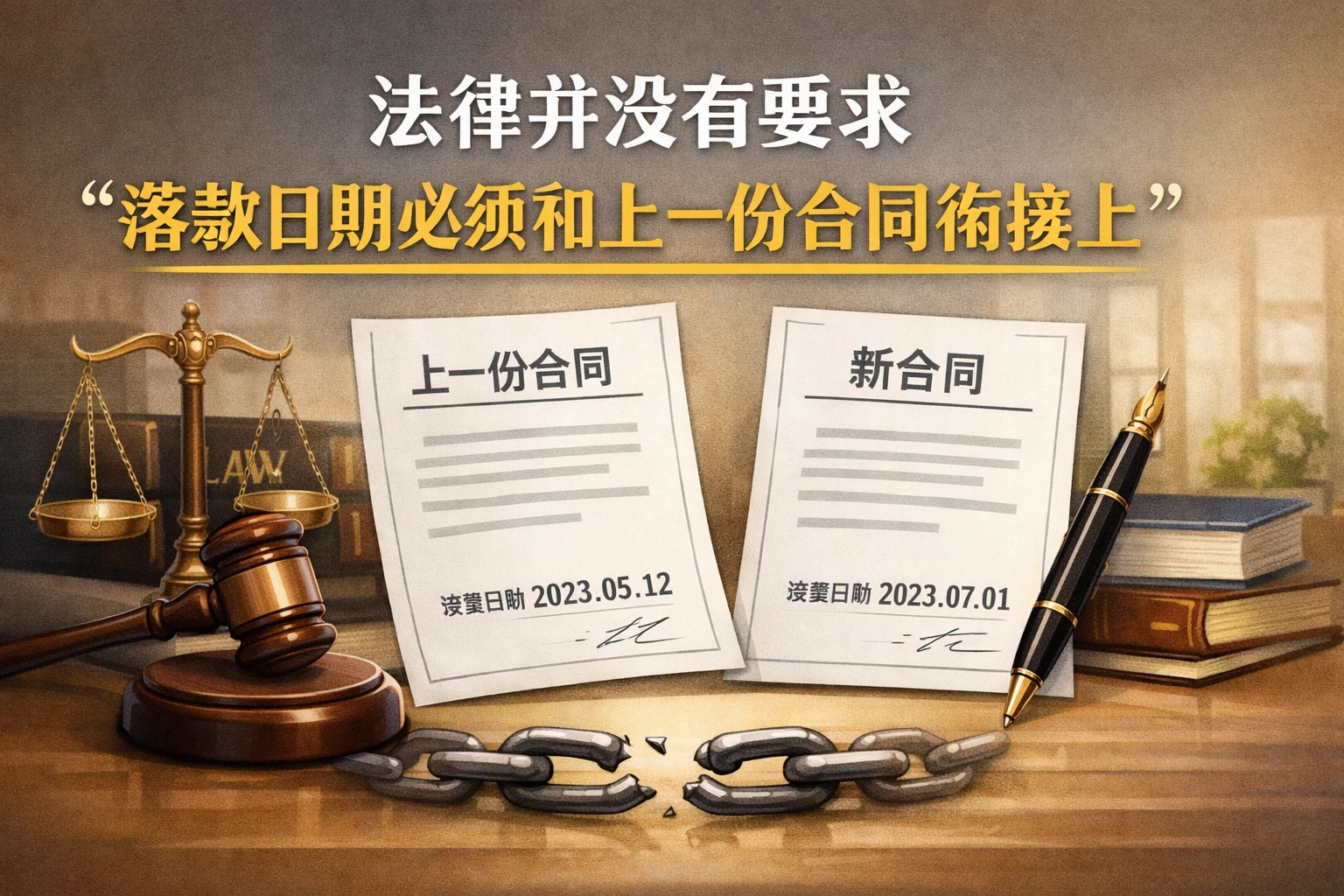 法律并没有要求“落款日期必须和上一份合同衔接上”