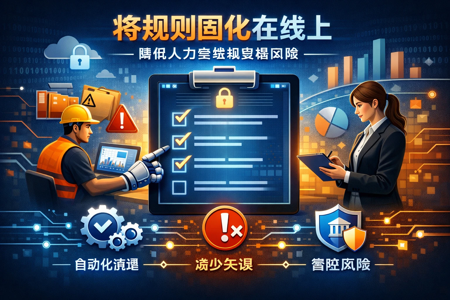 将规则固化在线上，降低人为差错和管理风险