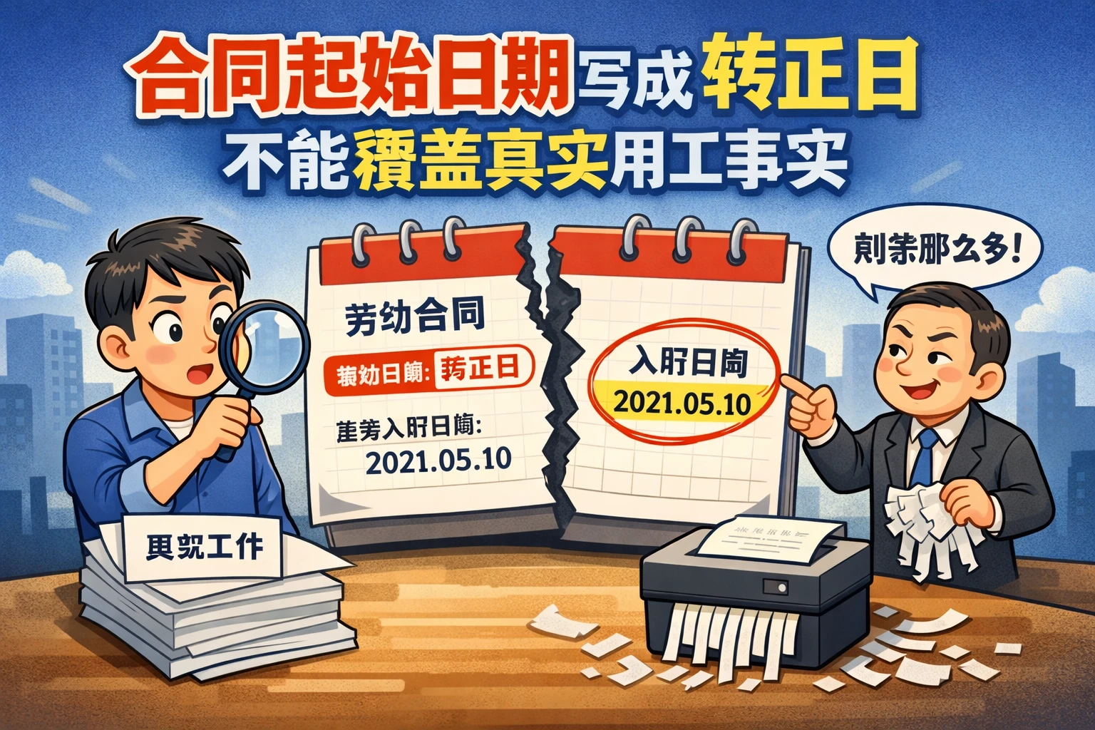 合同起始日期写成转正日，不能覆盖真实用工事实