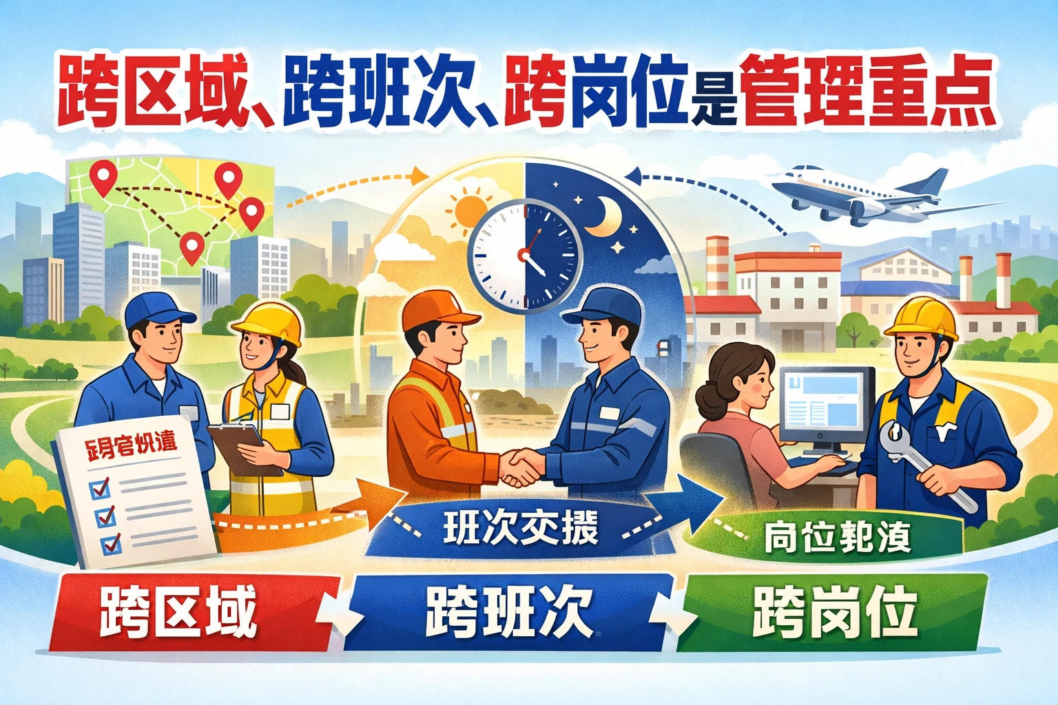 跨区域、跨班次、跨岗位是管理重点