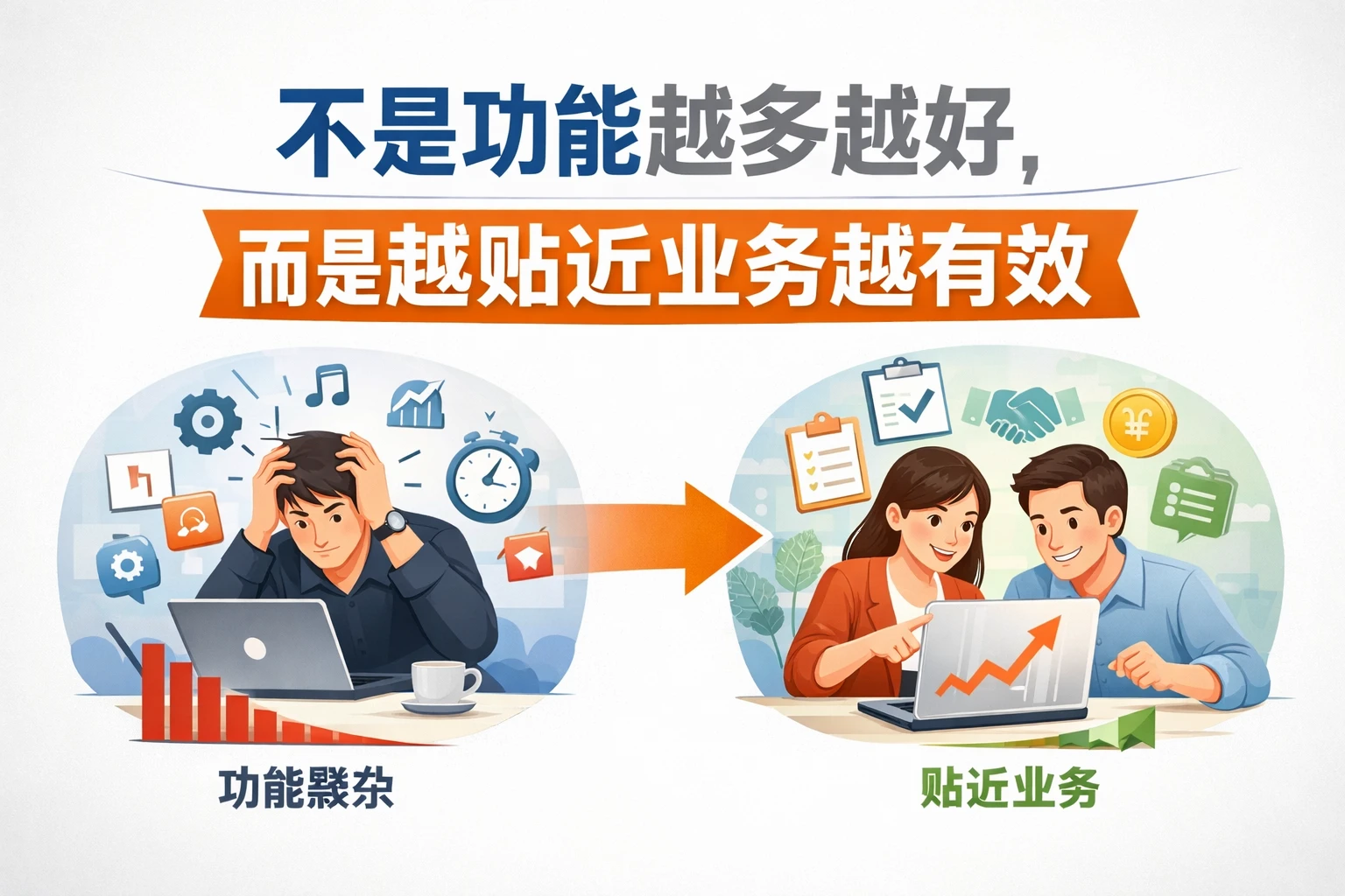 不是功能越多越好，而是越贴近业务越有效