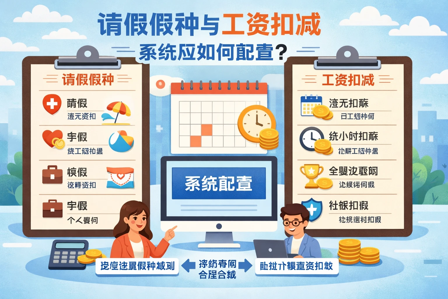 请假假种与工资扣减，系统应如何配置