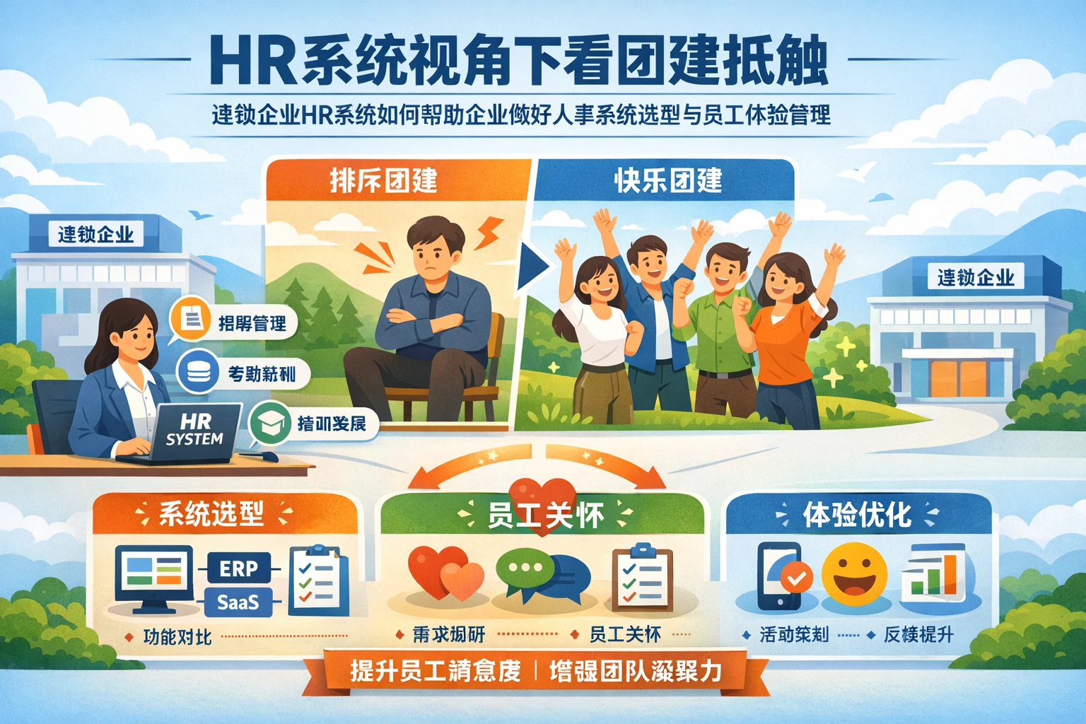HR系统视角下看团建抵触：连锁企业HR系统如何帮助企业做好人事系统选型与员工体验管理