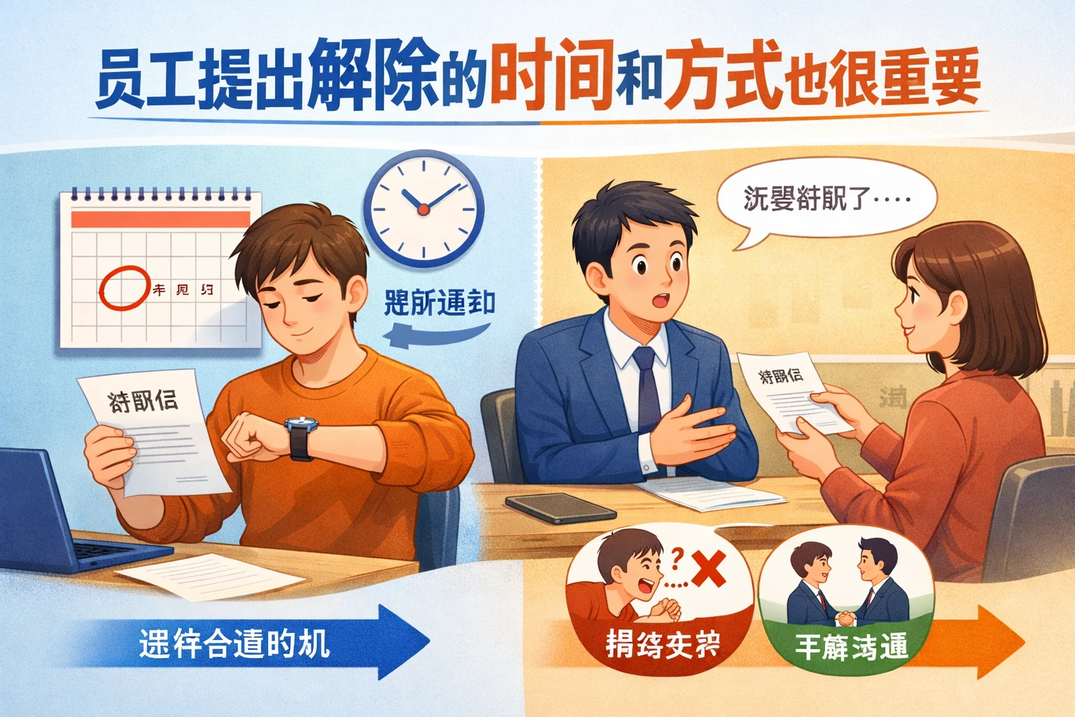 员工提出解除的时间和方式也很重要