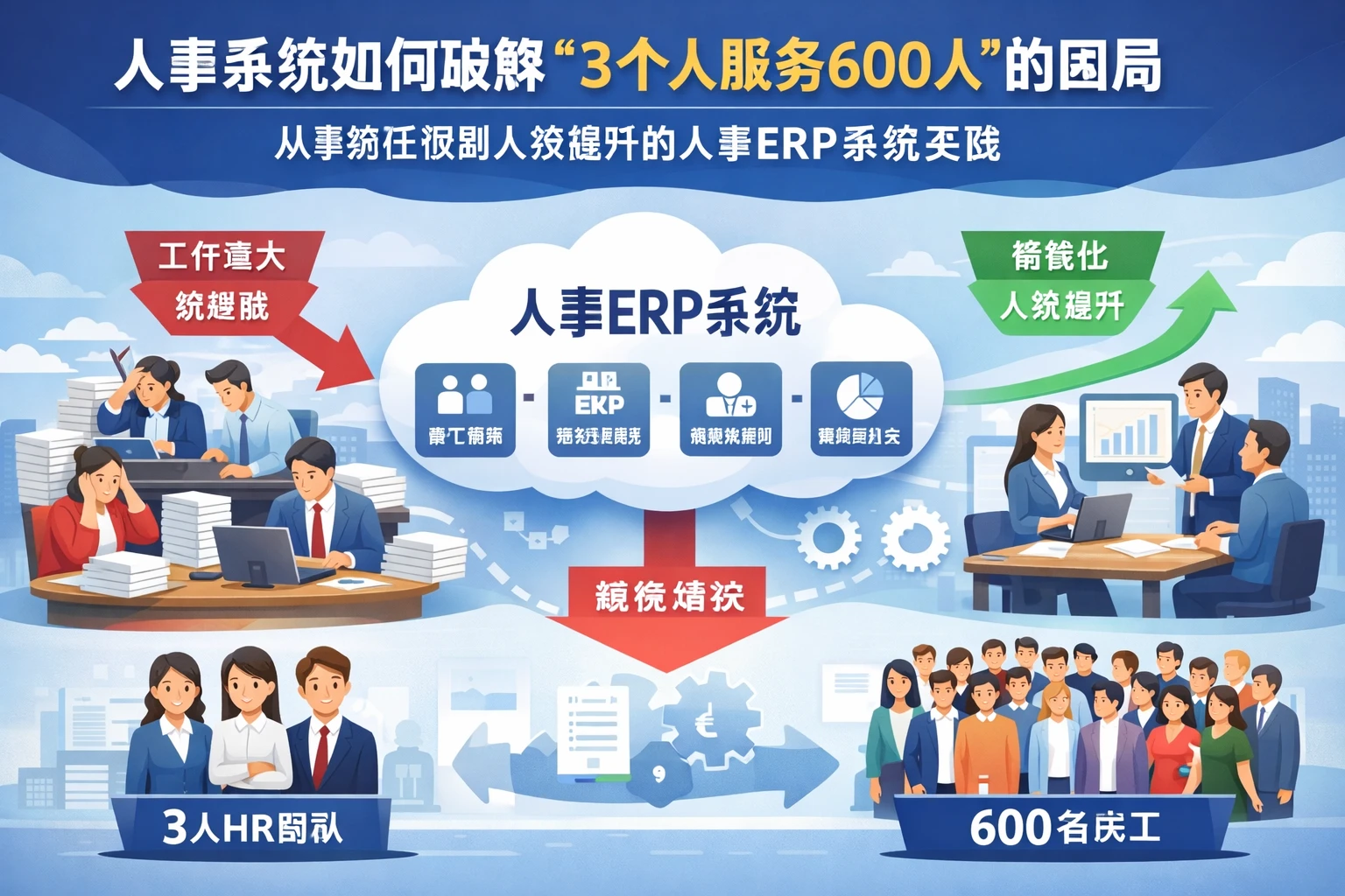 人事系统如何破解“3个人服务600人”的困局：从事务压顶到人效提升的人事ERP系统实践