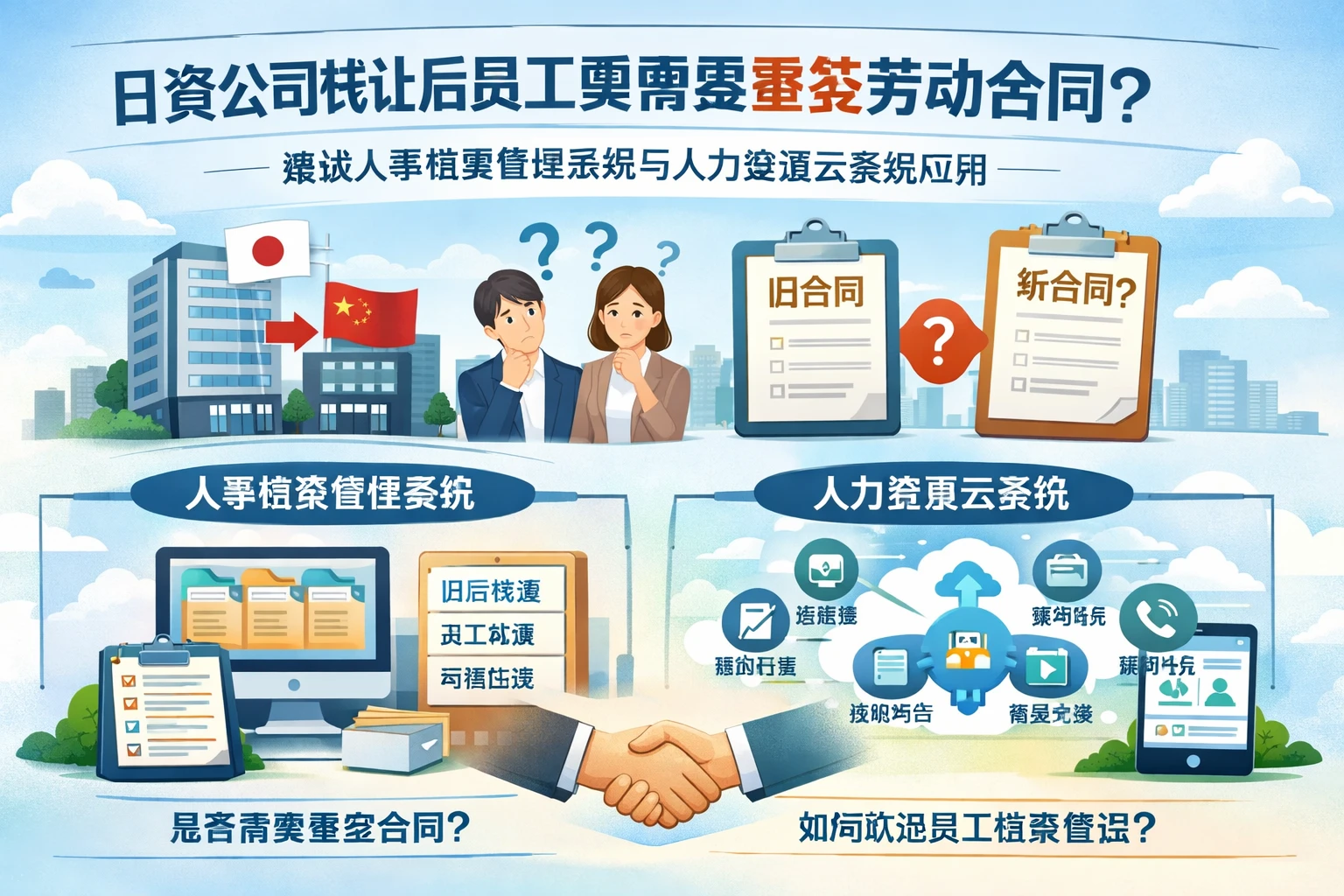 人力资源信息化系统视角下,日资公司转让后员工是否需要重签劳动合同?兼谈人事档案管理系统与人力资源云系统应用