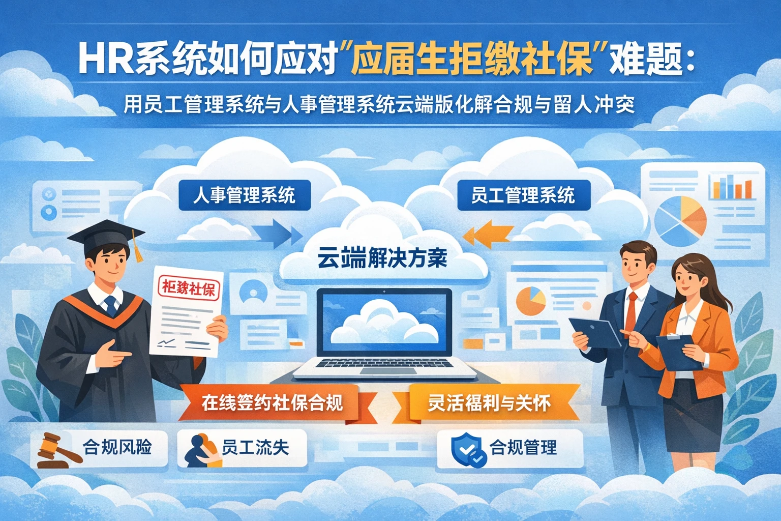 HR系统如何应对“应届生拒缴社保”难题：用员工管理系统与人事管理系统云端版化解合规与留人冲突