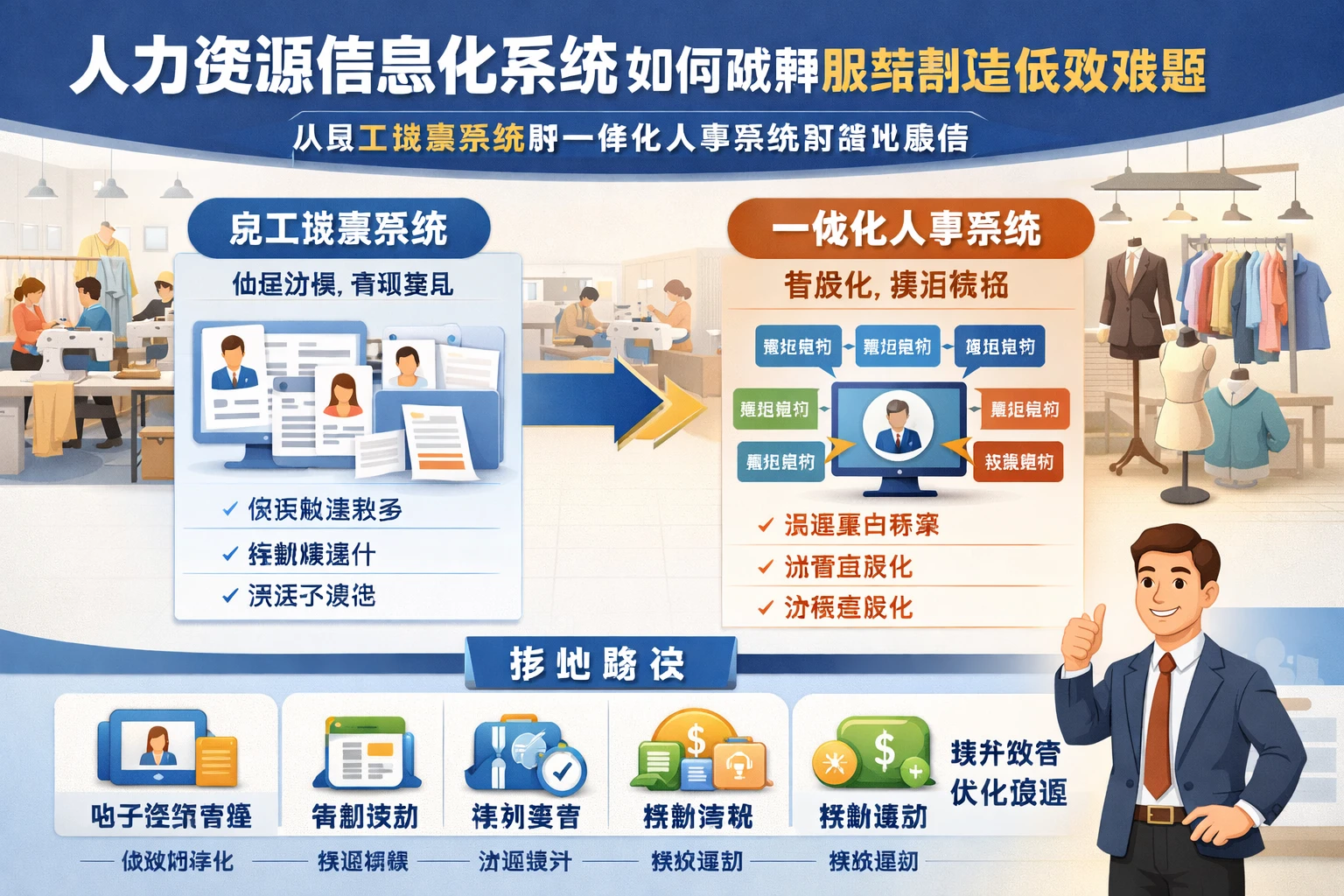 人力资源信息化系统如何破解服装制造低效难题:从员工档案系统到一体化人事系统的落地路径