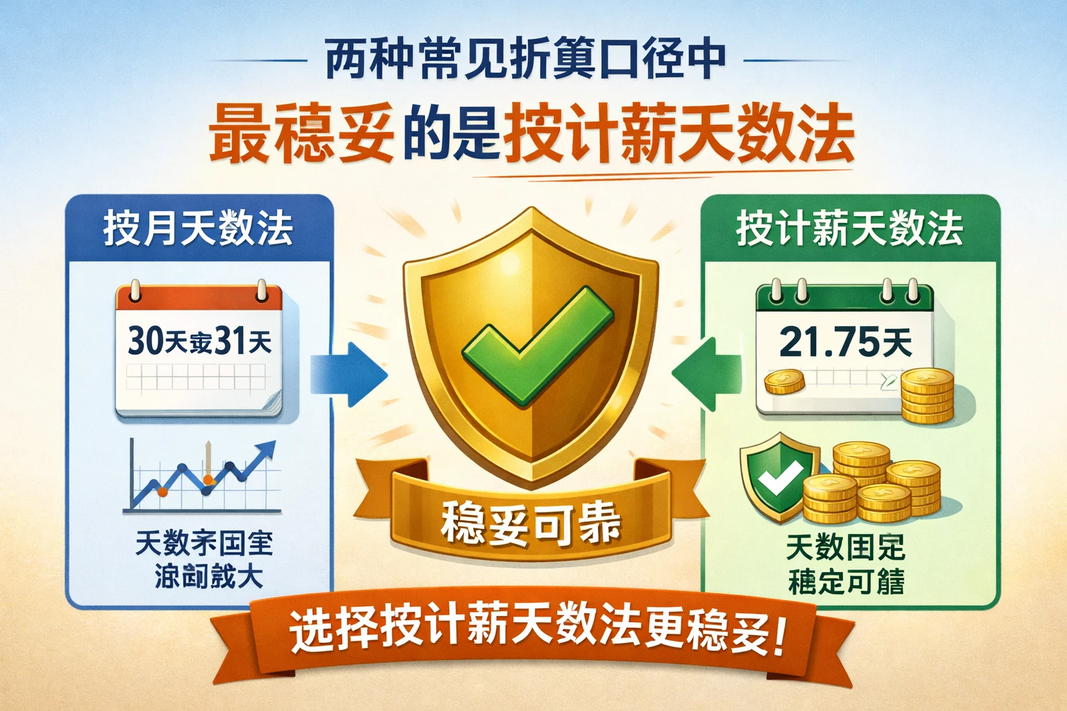 两种常见折算口径中,最稳妥的是按计薪天数法