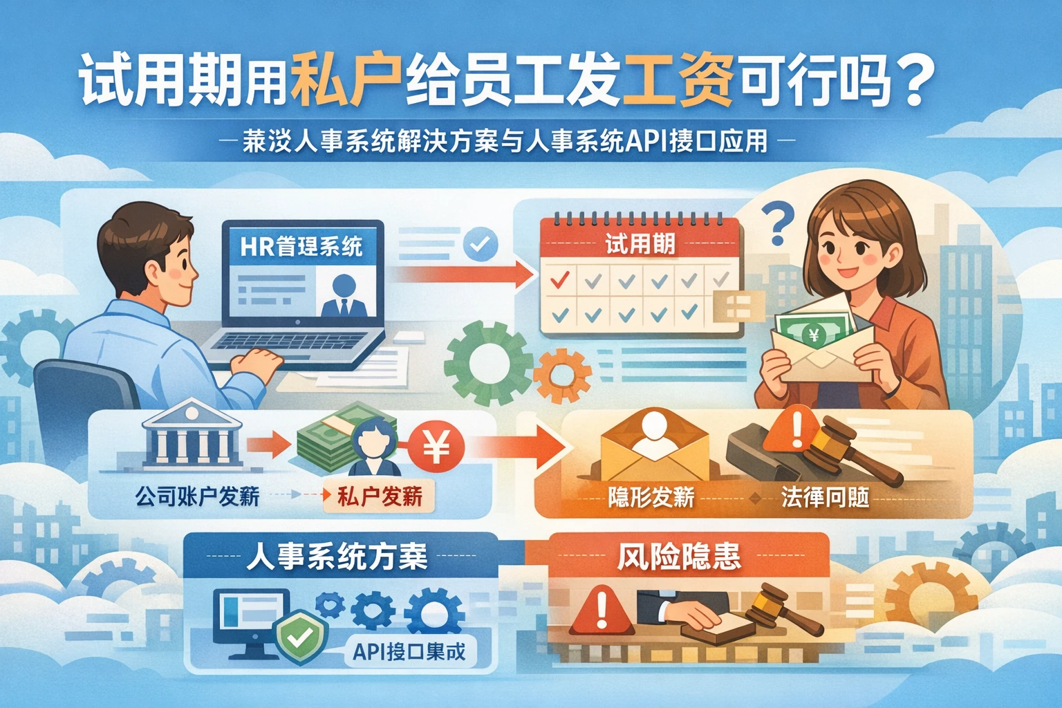 HR管理软件视角下，试用期用私户给员工发工资可行吗？兼谈人事系统解决方案与人事系统API接口应用