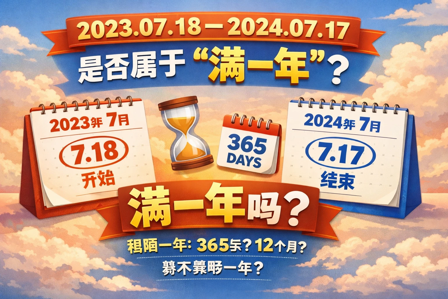 2023.07.18—2024.07.17是否属于“满一年”