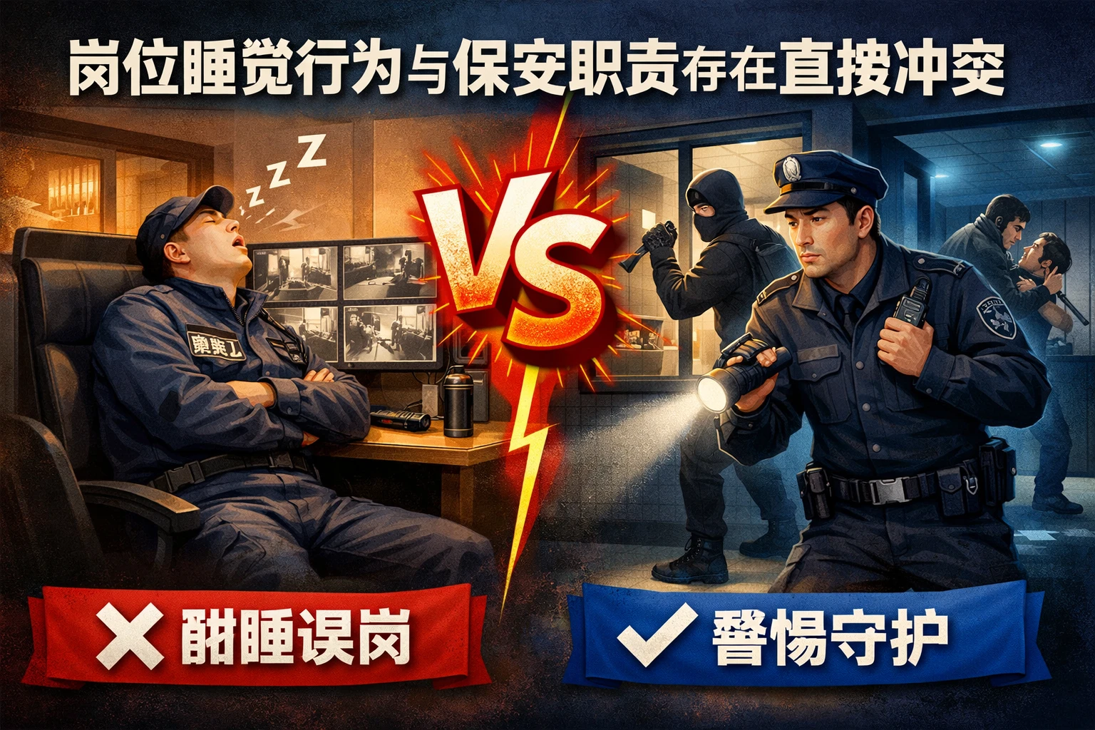 岗位睡觉行为与保安职责存在直接冲突