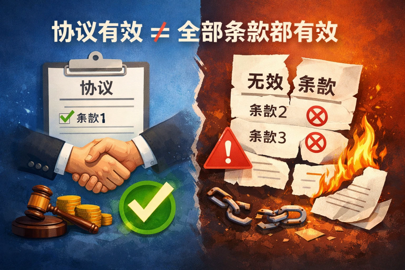 协议有效不等于全部条款都有效