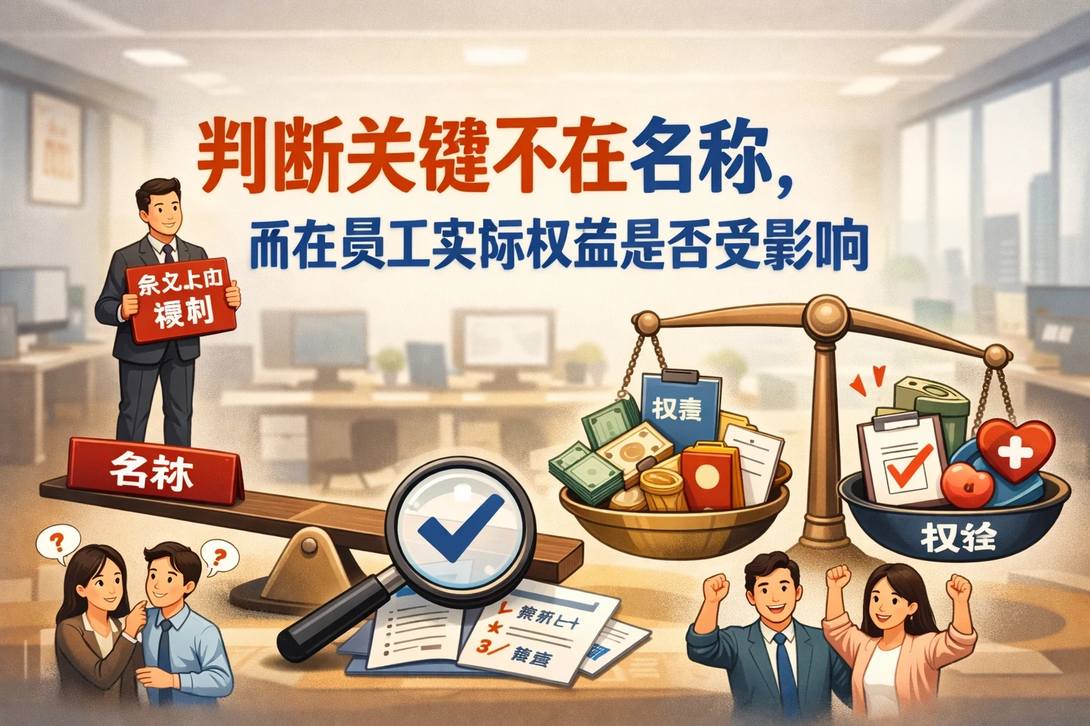 判断关键不在名称，而在员工实际权益是否受影响