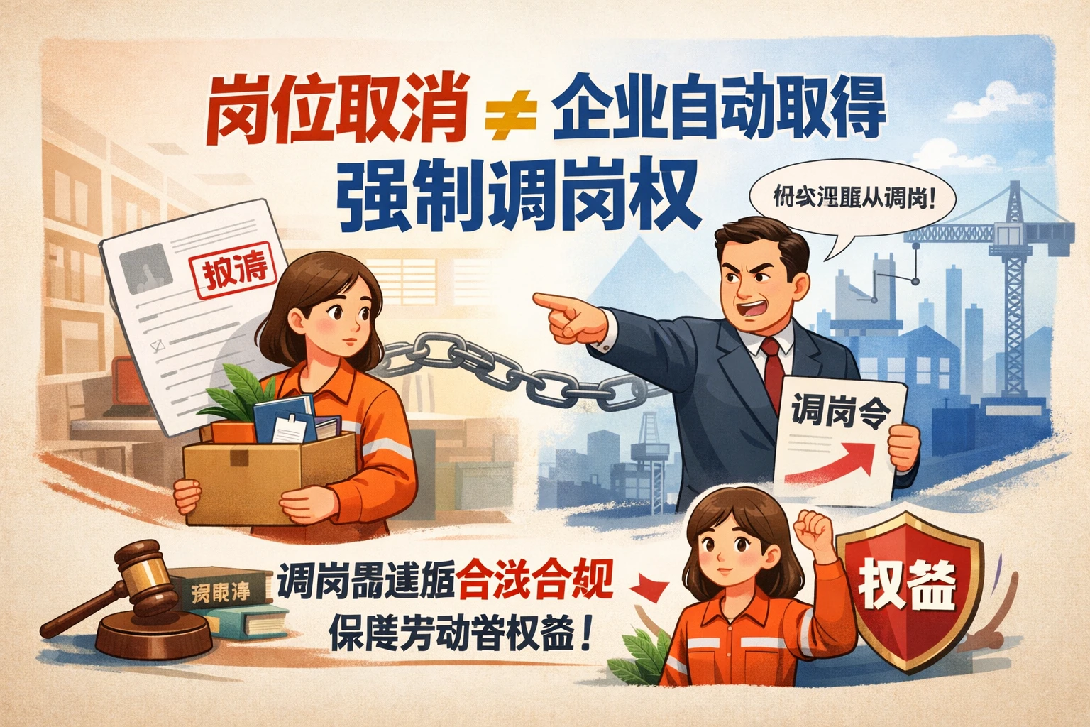 岗位取消不等于企业自动取得强制调岗权