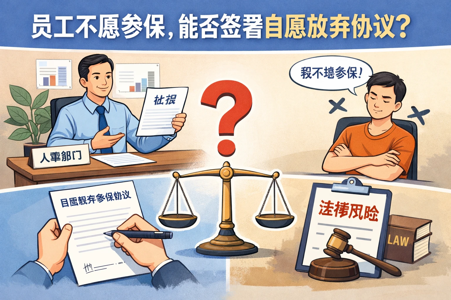 员工不愿参保，能否签署自愿放弃协议