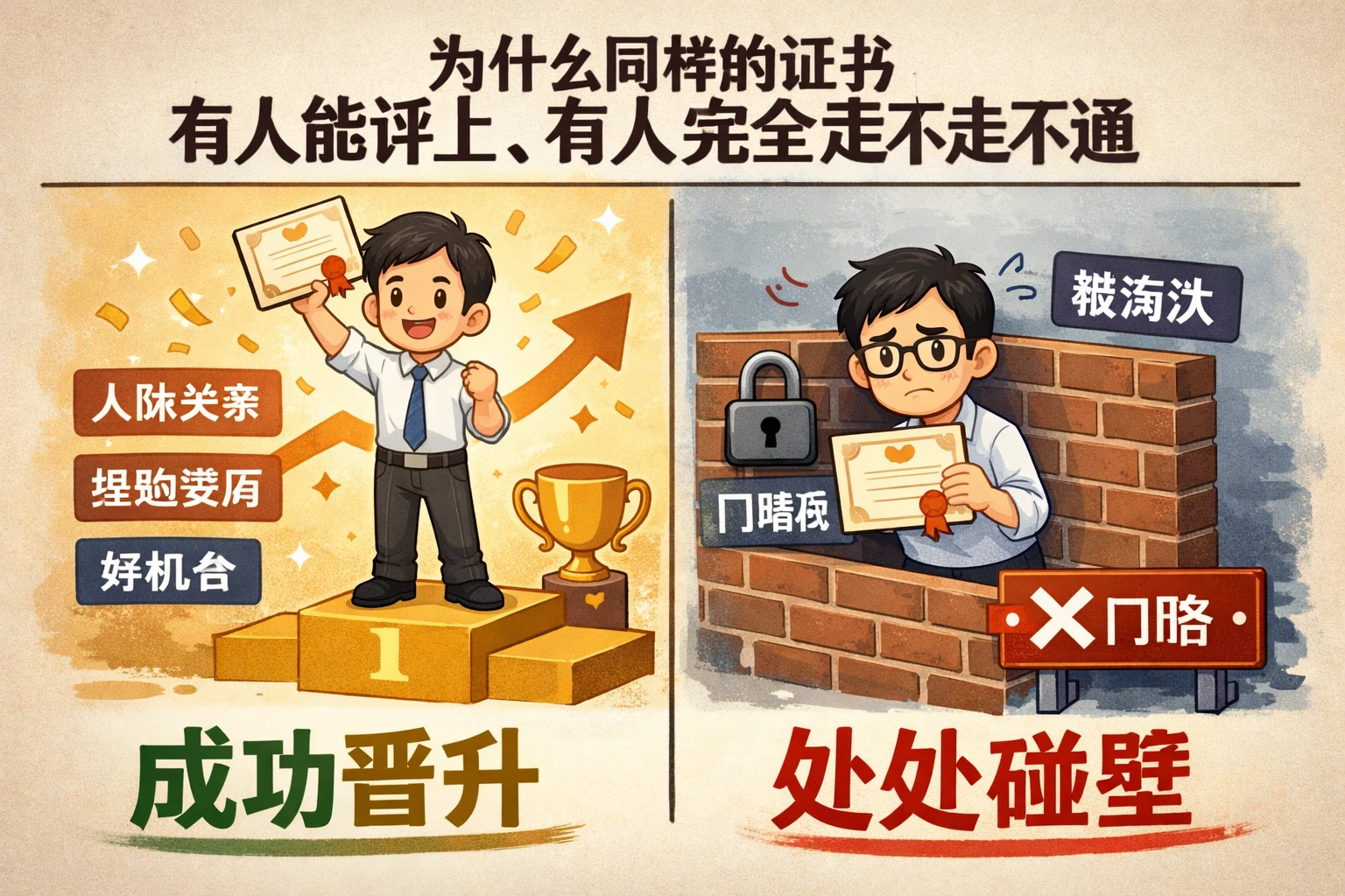 为什么同样的证书，有人能评上，有人完全走不通