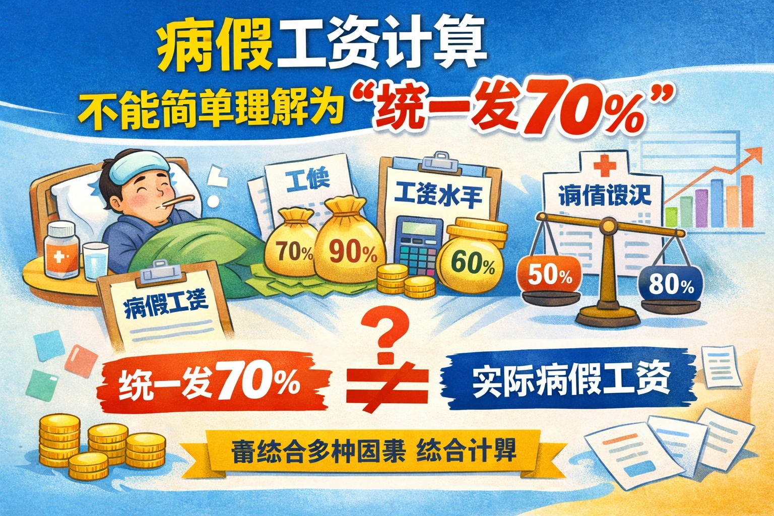病假工资计算，不能简单理解为“统一发70%”