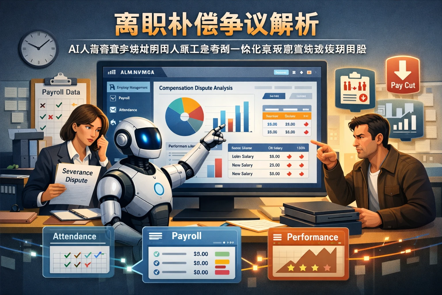 HR管理软件视角下的离职补偿争议解析：AI人事管理系统如何用人事工资考勤一体化系统管清绩效降薪风险