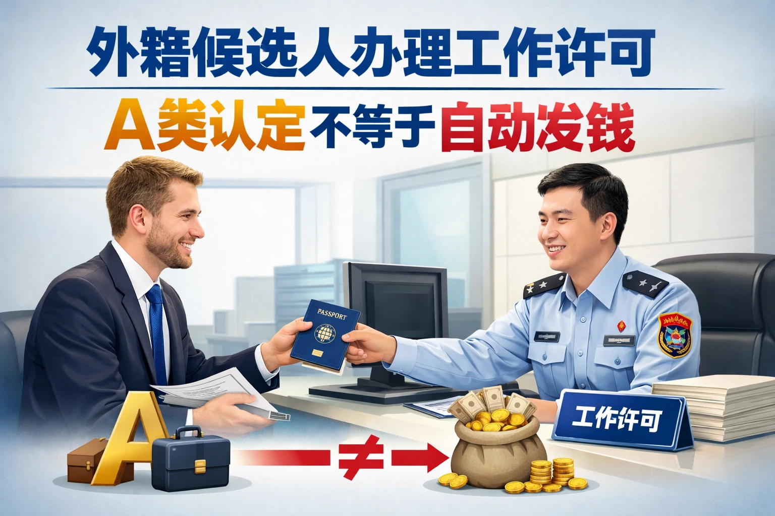 外籍候选人办理工作许可，A类认定不等于自动发钱
