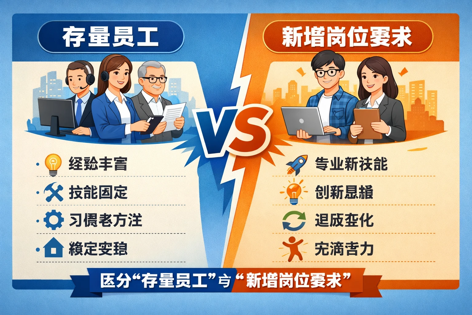区分“存量员工”与“新增岗位要求”