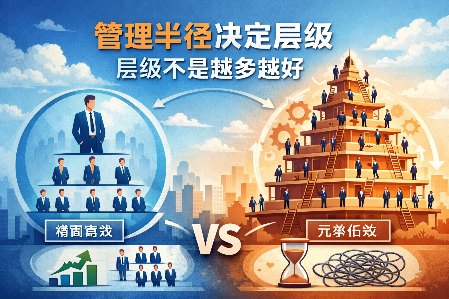 管理半径决定层级，层级不是越多越好
