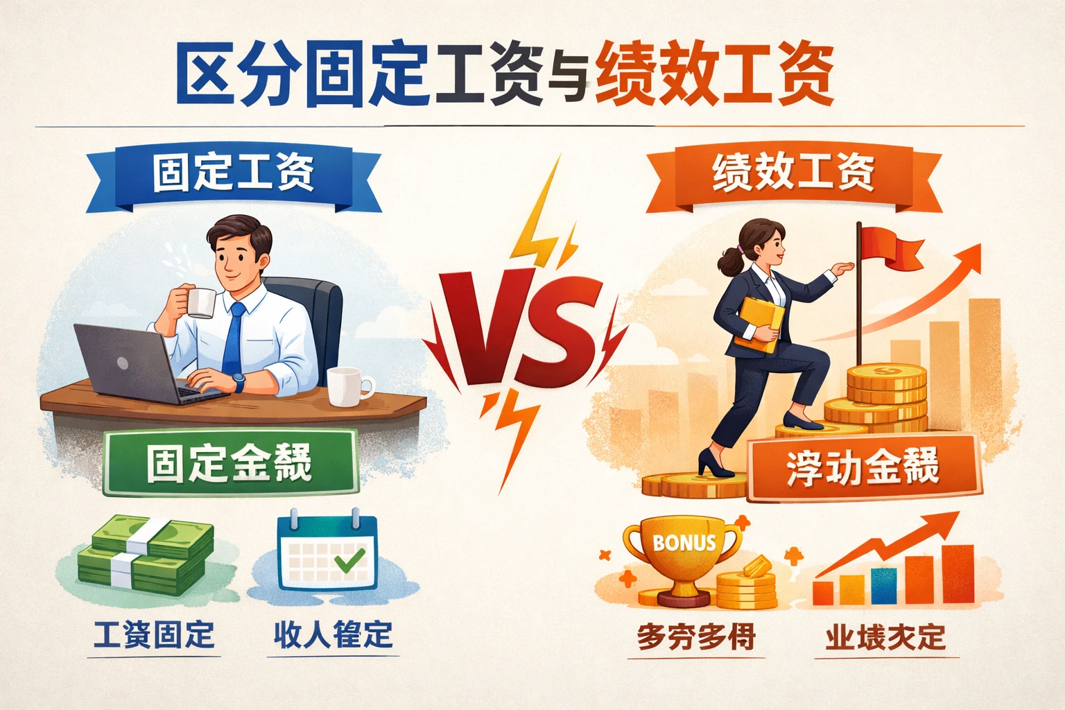 区分固定工资与绩效工资