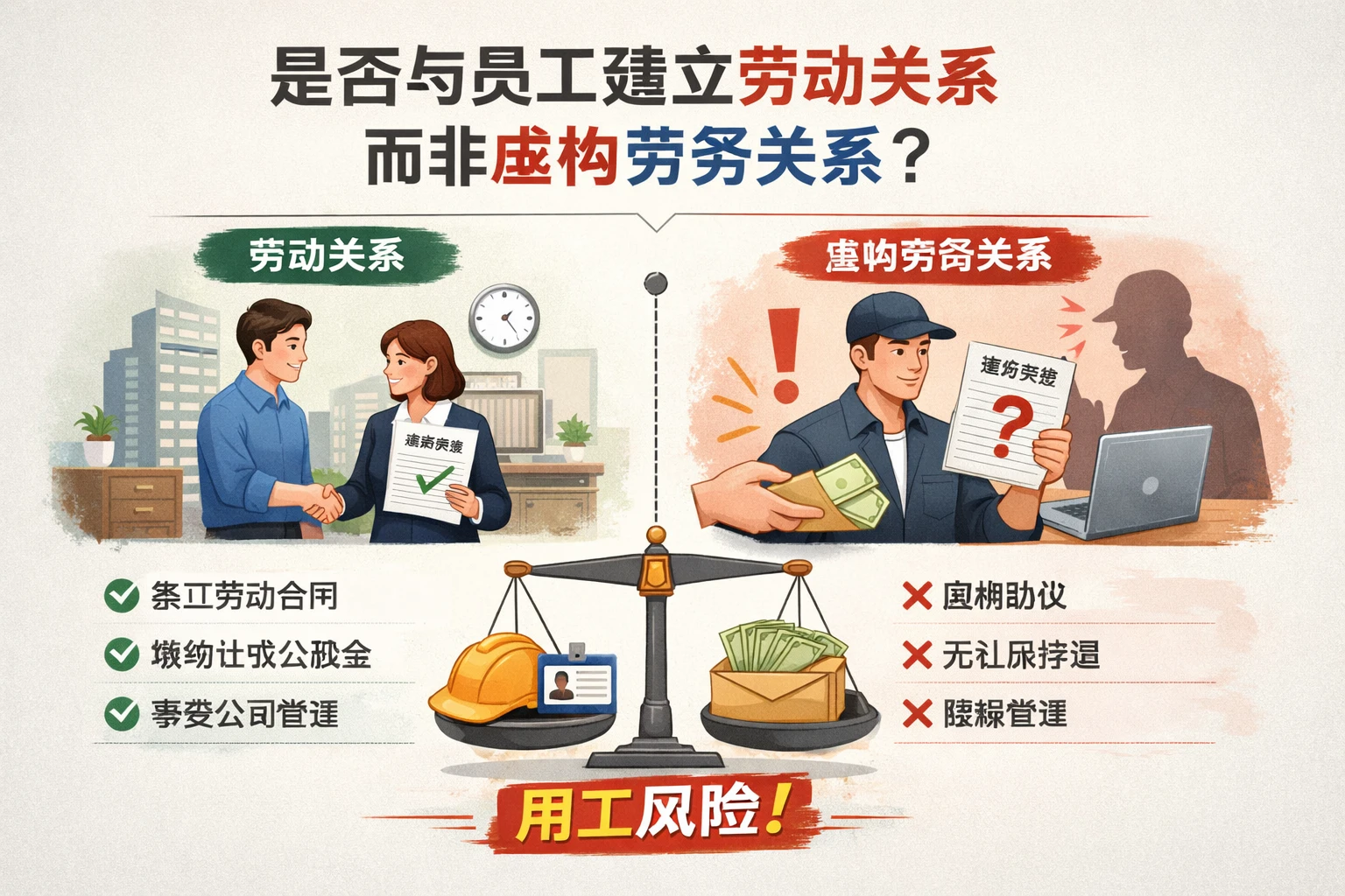 是否与员工建立劳动关系而非虚构劳务关系