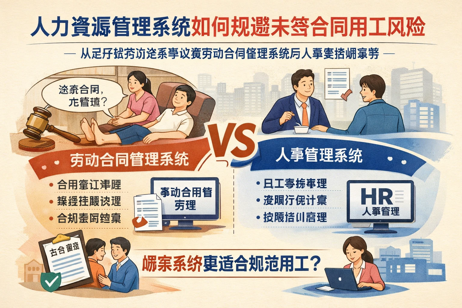 人力资源管理系统如何规避未签合同用工风险：从足疗店劳动关系争议看劳动合同管理系统与人事系统哪家好