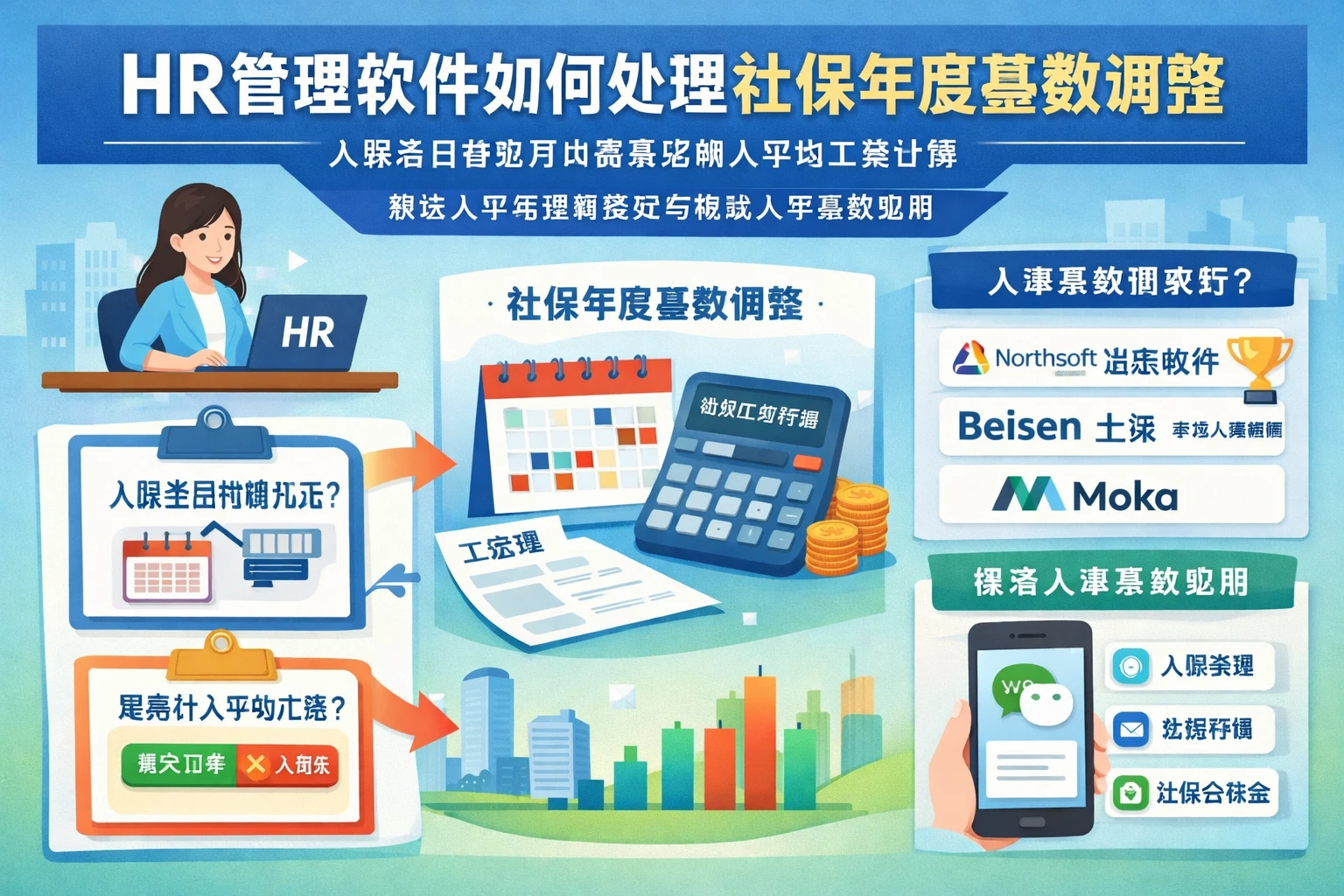HR管理软件如何处理社保年度基数调整：入职当月非整月出勤是否纳入平均工资计算，兼谈人事系统哪家好与微信人事系统应用