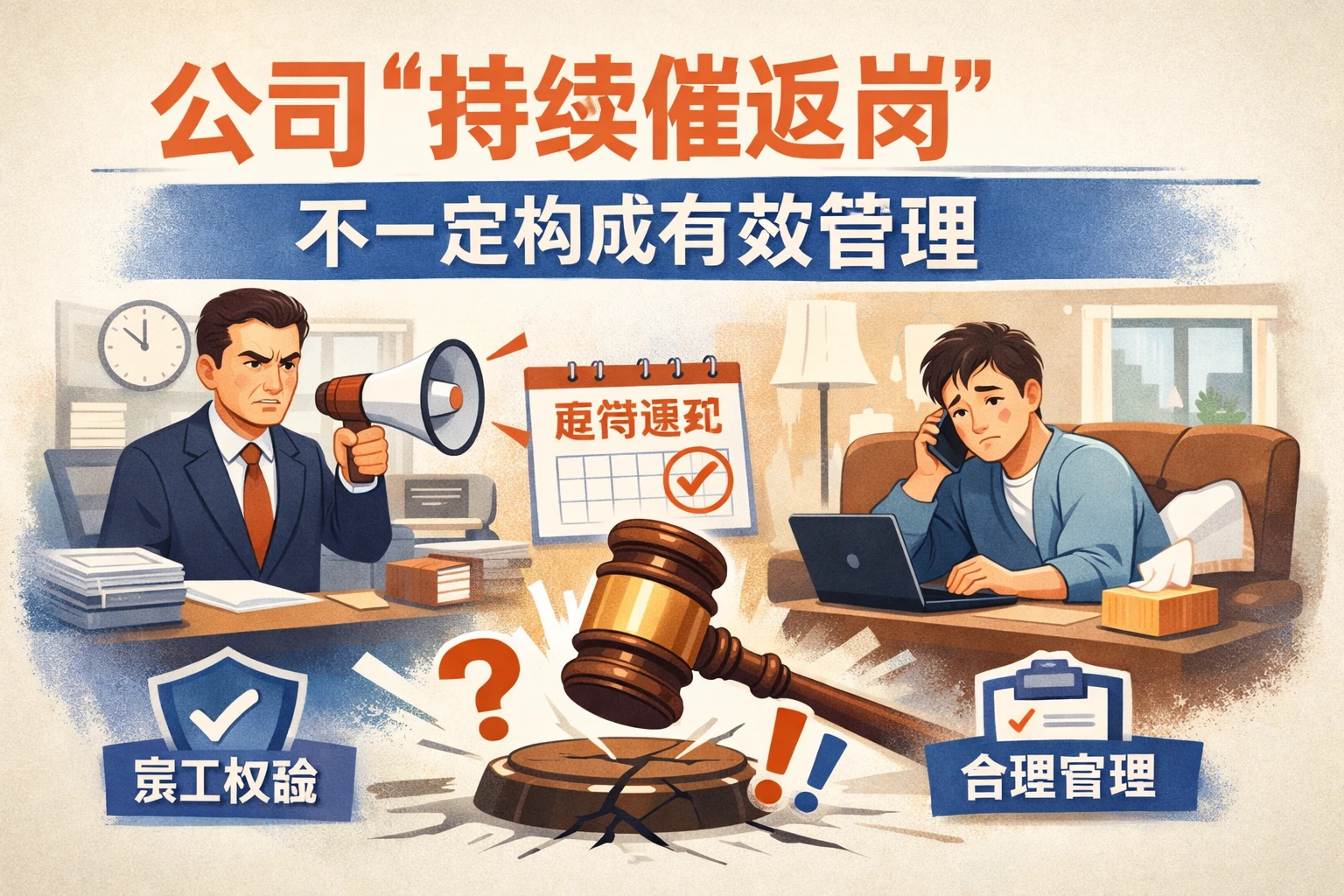 公司“持续催返岗”不一定构成有效管理