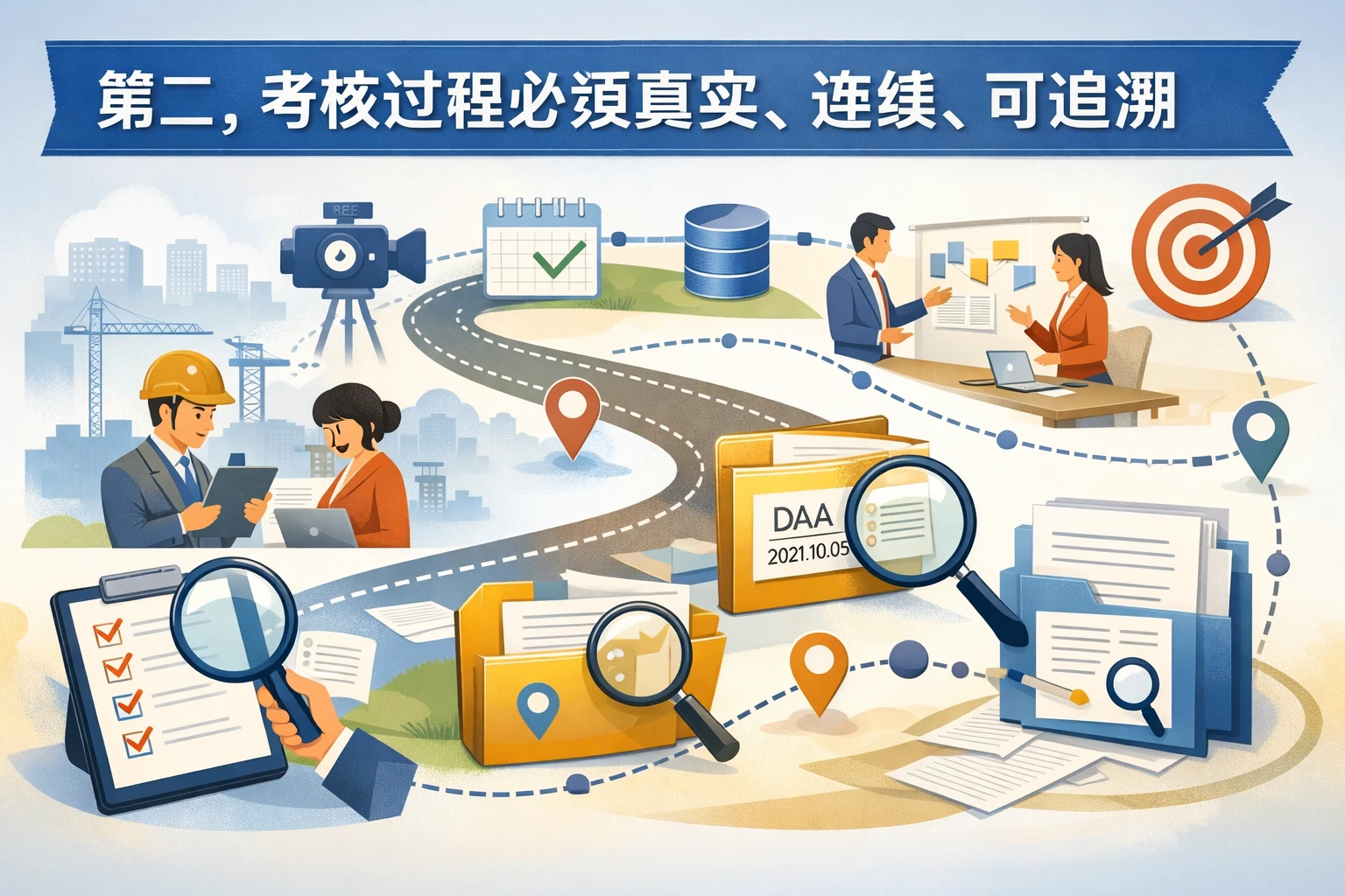 第二，考核过程必须真实、连续、可追溯