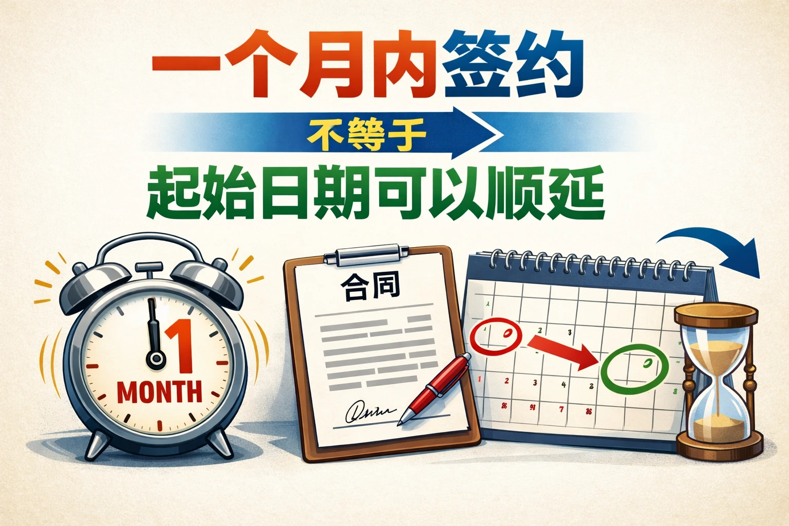 一个月内签约，不等于起始日期可以顺延