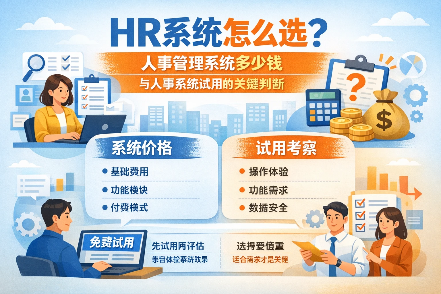 HR系统怎么选？人事管理系统多少钱与人事系统试用的关键判断