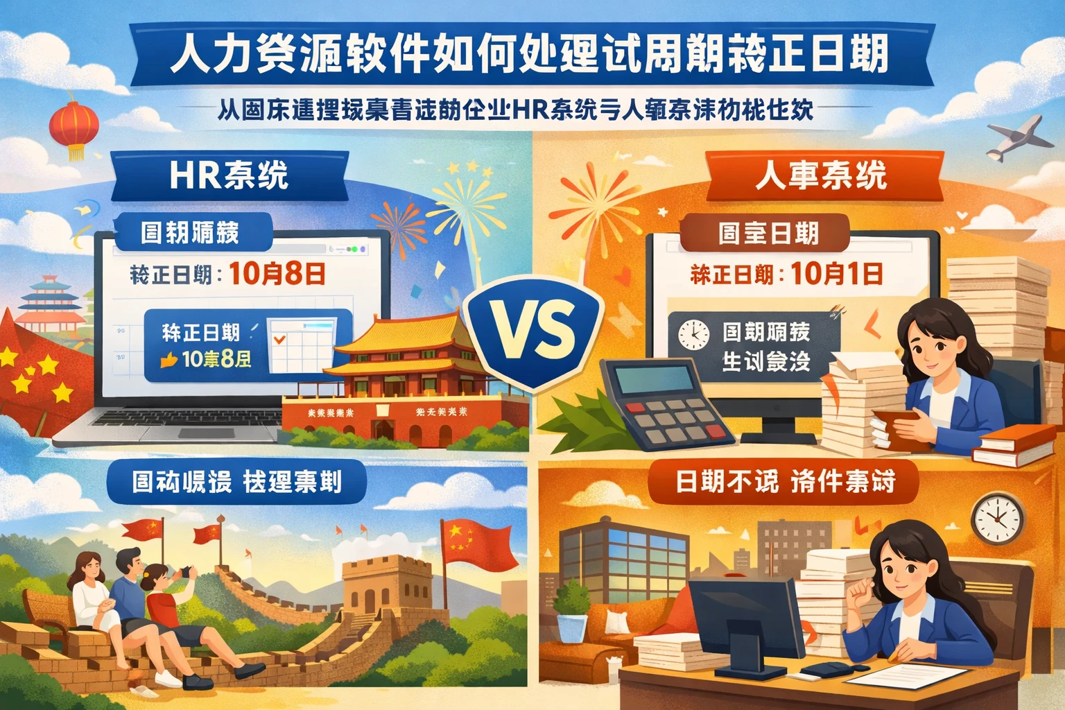 人力资源软件如何处理试用期转正日期：从国庆遇假场景看连锁企业HR系统与人事系统功能比较